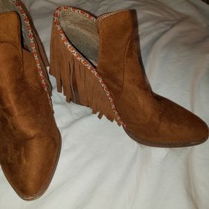 MIA Suede Leather Fringe Boho BootiesMIA Suede Leather Fringe Boho Booties. 7M